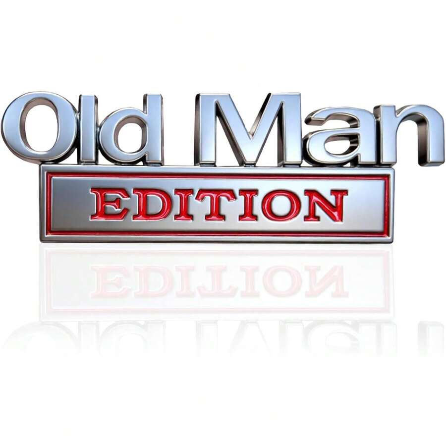 Old Man Edition 3D Metal Car Badge - Heavy Duty Zinc Alloy Emblem With 3M Adhesive, Waterproof Fender & Tailgate Decal For , Truck, SUV & Off-Road Vehicles - 1件 銀紅色 - 查看 1