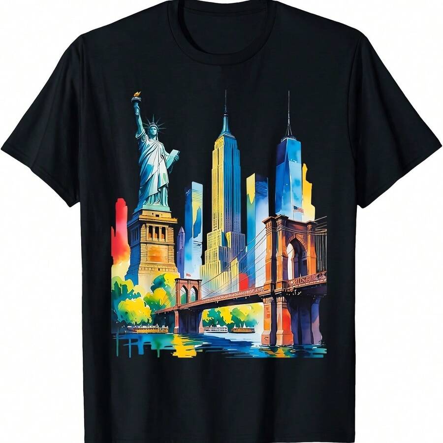 Creat New York City Icon Pride NYC Skyline Artistic Wo T-Shirt - 白色 - 查看 1
