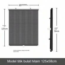 No Drill Suction Cup Balcony Sunshade Curtain, Bedroom Blackout Curtain, Home/Office Retractable Anti-UV Roller Blind - Black - View 4
