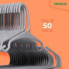Clothes Hangers Plastic 50 Pack For Adults - Plastic Hangers, The Perfect Coat Hanger And Space Saving Clothes Hangers For Closet, Percheros Ganchos Para Colgar Ropa Hangars - Grey Hangers - Gray - 查看 8