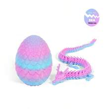 3D Printed Rainbow Dragon Egg Set, Movable Joint Dragon Figurine, Stress Relief & Healing 3D Printed Animals - Multicolor - View 7