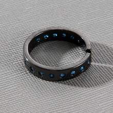 Geometric Aqua Gemstone Ring: Adjustable Statement Piece With Dainty Crystal Accents - Black - View 5