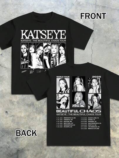 KATSEYE Print Summer Tops,KATSEYE Double Sided Printed T-Shirt,Y2K Vintage Style Short-Sleeved Tops, Girl Clothes For Kids ,Ropa Para Niños,Girl Clothes For Kids,Graphic Tee, Summer Clothes,A Y2K Style Summer Top Perfect For Cool Girls. Comfortable And Breathable Children's Short-Sleeved T-Shirt. 180g Pure Cotton Children's Clothes,Suitable For Both Boys And Girls.