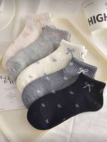 5 đôi tất nữ chấm bi dài đến bắp chân, kiểu dáng thường ngày, kháng mùi và thấm hút mồ hôi. - Nhiều màu - Xem 6