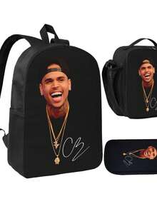 Breezy Bowl XX  Black Backpack Set With Insulated Bag Pen Bag For Men Women Commuting Office School Travel,, - màu đen - Xem 2