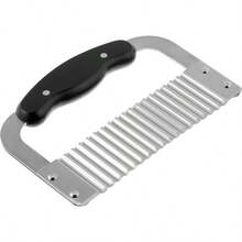Cortador de verduras con corte arrugado y ondulado cuchilla de acero inoxidable picador de verduras ondulado cortador de patatas fritas fabricante de picaduras herramienta para-021 - Agarrador negro - Ver 5