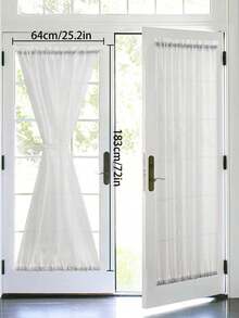 Bộ 1/2 rèm cửa kiểu Nhật màu trắng mỏng, bán trong suốt - Bảo vệ sự riêng tư, có thể giặt máy/sấy khô, thích hợp cho phòng khách, phòng ngủ, trang trí cửa ra vào và tủ, thiết kế túi luồn thanh treo dễ dàng, thoáng khí, trang trí nhà cửa quanh năm, rèm nhẹ, 100% polyester, thích hợp cho phòng khách, phòng ngủ, rèm voan trong suốt kiểu Pháp. - trắng - Xem 2