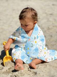 1PC Baby Beach Towel, Blue Elephant Rainbow Pattern Beach Towel, Made Of Polyester Material, 3D Printed, Suitable For Beach, Bathroom, Face Wiping, Swimming Pool, Gifts, Summer. - Multicolor - View 5