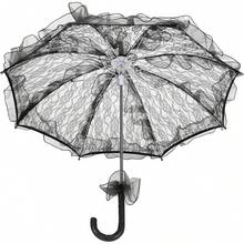 Paraguas de Boda de Encaje único, Accesorios de Rendimiento Plegables (Negro) - Negro - Ver 4