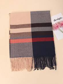 1 Peça Lenço de Xadrez de Imitação de Cashmere Unissex para Outono/Inverno, Adequado para Passeios, Compras em Grupo, Viagens, Presentes - Multicolorido - Visão 3