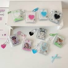 1个可爱女孩2英寸透明相册，心形钥匙扣挂件，证件卡夹，学生照片贴纸相册 - 大頭貼相冊 - 查看 3