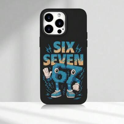 67 Cartoon Character Design With "Six Seven" Text, Comfortable Grip, Fashionable, Compatible With Iphone 17, 16, 15, 14, 13, 12, 11, Plus, Pro Max, Ideal Gift For Anniversary, Valentine's Day, New Moon, Yourself