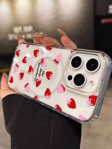 Ốp lưng điện thoại từ tính hình dâu tây tương thích với iPhone 17 Pro Max, 17 inch, Apple 16 Pro Max, Creative Niche, kiểu dáng nữ tính, bảo vệ điện thoại tương thích với iPhone 15, 13, 14, 12, 11, vỏ cứng trong suốt. - Nhiều màu - Xem 6