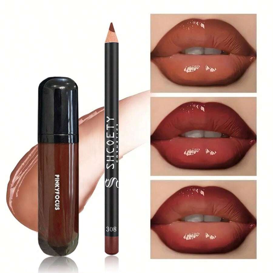 [2-In-1 Value]Hydrating Lip Tint & Gloss Pencil - Define & Shine Duo | Fades Dryness & Dullness | Effortless My-Lips-But-Better Look For Daily Use - 05+03 - Xem 1