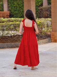 TRES MARIAS LONG STRAP DRESS FOR CHILDREN/ YOUTHS/ GIRLS - Rojo - Ver 4