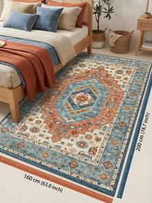 1pc Faux Wool Blend (1000g/㎡) Thick Non-Slip Dotted Bottom Bohemian Style Area Rug, Nordic Retro Boho Modern Holiday Carpet, Moroccan Machine Washable Patio Porch Picnic Outdoor Decor, Indoor Doormat, Non-Slip Short Pile Easy Maintenance - Multicolor - View 16