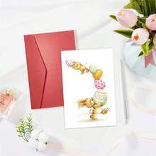 1PC Cute Cartoon Easter Card (With Envelope) - "Bunny & Chick Stacking Eggs" Playful Illustration, Perfect For Kids/Family/Friends, Warm & Cheerful Easter Greeting Card - Multicolor - View 2