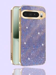 奢华亮片新浪潮纹理条纹电镀镜头保护壳，新款硬壳手机壳，适用于 Pixel 10 Pro XL 7 6 Pro 9 7A 5G，时尚保护套 - 紫色 - 查看 2
