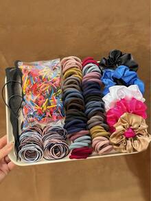 1109 Hair Tie, Scrunchie And Comb Set, Suitable For Girls, Meets Daily Needs. Easily Create Simple Ponytails, Fashionable Buns Or Creative Hairstyles, Practical And Convenient! School Supplies - Multicolor - View 4