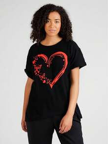 Valentines Day Shirts Love Heart Shirt Valentines Day Love Heart T-Shirt Printed T Shirt Women Tops - Noir - Voir 1