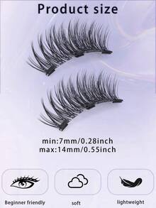 1 Pair Natural Cat Eye Magnetic False Eyelashes With Mirror, Reusable Magnetic Eyelash Set, Waterproof Eyelash Extension Without Glue - Cat Eye Lashes - View 9