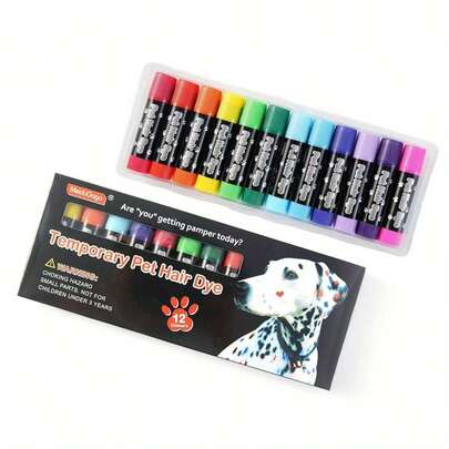 12 Colors Washable Dog Hair Dye, Temporary Pet Fur Markers, Pens Pet Accessories For Dog Cat Lovers