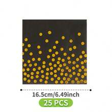 Black & Gold Polka Dot Disposable Plates, Napkins, Cups - 8 Guest Party Supplies Set, Suitable For Birthday, Wedding, Theme Party, Family Picnic - Multicolor - View 10