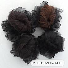 1 pieza Clip para moño de mujer con cabello sintético, lazo con volantes y textura esponjosa, realzador de moño multifuncional adecuado para uso diario y ocasiones especiales - Multicolor - Ver 6