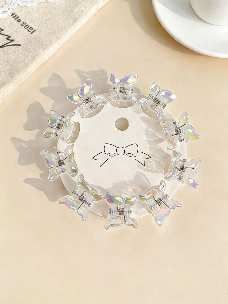 10个/套彩色心形发夹,纯色刘海夹,不对称心形发夹,适合女孩日常佩戴 - 彩色 - 查看 1