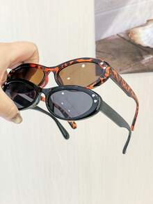 2PCS Women's Retro Casual Basic Oval Lightweight Polycarbonate Frame Fashion Glasses For Everyday Outfit Pairings With Glasses Box - Multicolor - View 5
