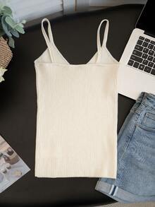 Women's Knitted Cami Top, V-Neck, Sexy Backless Design, Suitable For Summer Wear, Layering Under Blazers - Apricot - View 8