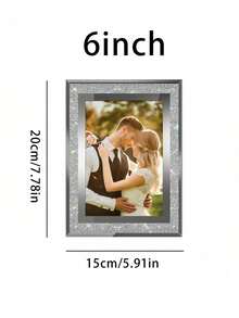 闪光玻璃相框，海报相框，房间装饰，情人节礼物，收纳相框，房间装饰，经典欧式风格，竖长方形设计，饰有精美细节，可壁挂或桌面摆放，适用于婚礼、家居、办公室、客厅或生日礼物，建筑工地，外观精致优雅 - 相框 - 查看 9