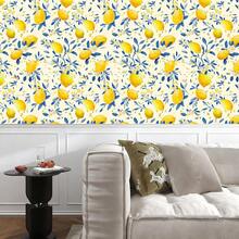 1 Roll Yellow Lemon Floral Self-Adhesive Wallpaper, Removable Waterproof Contact Paper, Fruit Pattern Suitable For Living Room, Bedroom, Kitchen, Furniture Decoration, Rental-Friendly, DIY Gift Wallpaper - Lemon - View 5