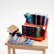 Dollhouse Flower Shelf Double Drawer Storage Bookshelf, Mini Furniture Model, Living Room Scene - Multicolor - View 2