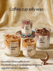 冰抹茶拿铁香氛蜡烛，冰抹茶香氛蜡烛，采用大豆蜡和凝胶蜡制成，冰块形状 - 绿茶和香草（冰抹茶拿铁） - 彩色 - 查看 5