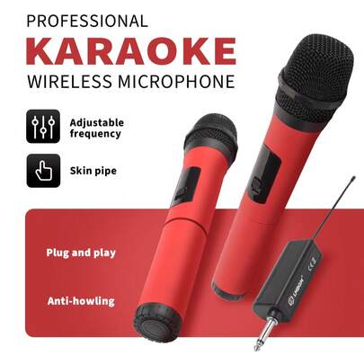 LMBGM Convenient Wireless Microphone, Receiver USB Charging 800mAh Battery , Plug And Play, With One-To-One/One-To-Two Handheld Mic,Suitable For KTV, Outdoor Activities, Conferences And Exhibitions And Other Scenes.(Christmas Gift)