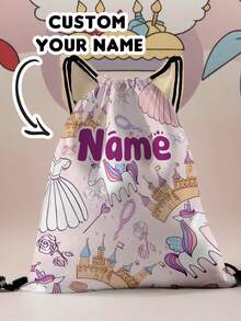 1pc Customized Name Cartoon Pony Pattern Drawstring Backpack, Can Be Customized According To Your Unique Design, Perfect For Children, Print Your Own Name Or Print Your Sister's And Classmates' Names As A Gift To Give To Others - Multicolor - View 11