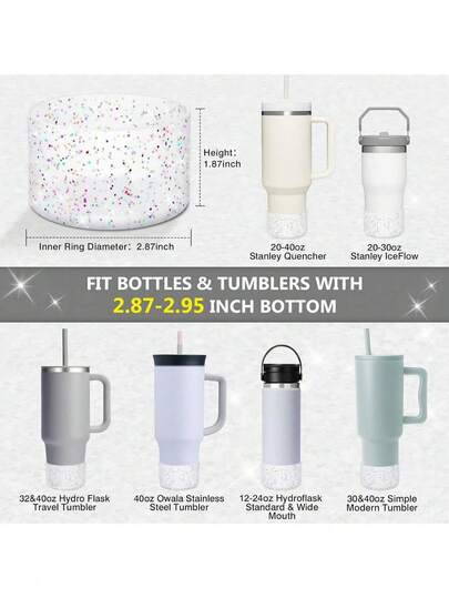 1pc Glossy Silicone Cup Bottom Coaster, Fits 20oz, 30oz, 40oz Water Bottles, And 12-24oz Cups, Protects Your Glossy Cups (Random Color)