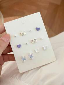 蝴蝶结波点耳环套装 - 蝴蝶型 - 查看 7