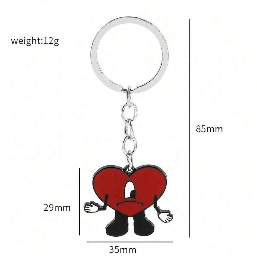 1pc Keychain Cosplay Singer Bad Rabbit Red Heart Pendant Keyrings Cute Jewelry Accessories For Fan Gifts - A - 查看 1