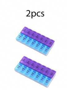 1 pieza Organizador de pastillas de 7 días y 2 veces - Contenedor de almacenamiento de medicamentos de gran capacidad con compartimentos - Multicolor - Ver 9