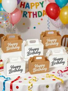 10 pièces/1 pièce Boîtes en papier kraft brun avec sommet - Pour anniversaire d'enfants, mariage, baby shower, 15,7 x 8,9 x 8,9 cm, fournitures pour mariage et anniversaire, décorations pour la maison et les fêtes - Multicolore - Voir 5