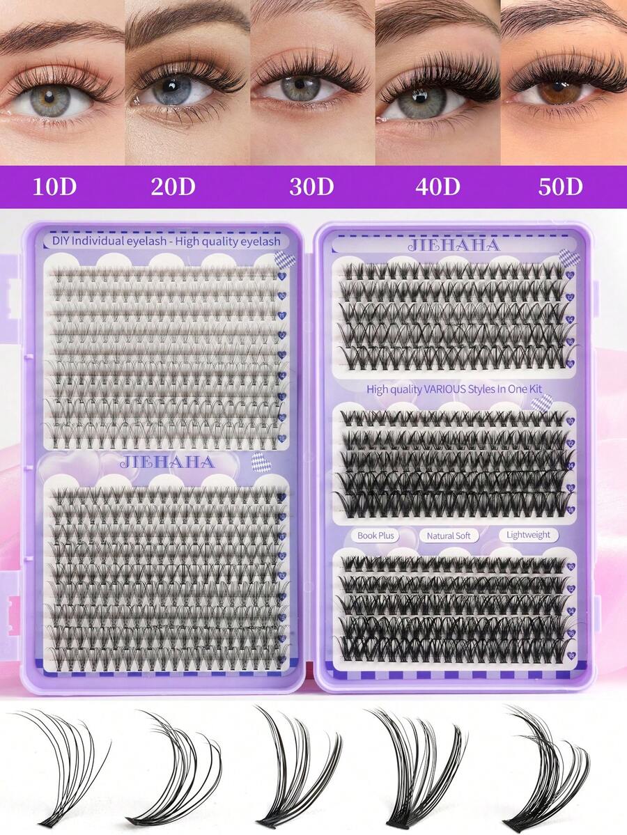 552/630/660簇高容量睫毛嫁接，D型，自然卷翘柔软单根睫毛，混合款式，高度9-18mm，0.07mm超轻，防水貂毛黑色3D效果假睫毛，适合淡妆、浓妆、日常妆、卡通妆，方便携带，适合日常出行，适用于各种场合。睫毛簇，单根睫毛，假睫毛。