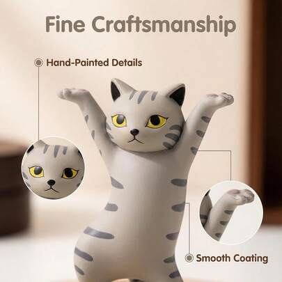 Portalápices con forma de gato bailarín, linda figura de gato, gran regalo para amantes de los gatos, decoración del hogar, divertida decoración de escritorio - 1 pieza