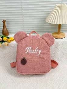 1 pieza Mochila casual con cierre de cremallera de estilo occidental y simple con diseño de oso de dibujos animados lindo para niños y niñas, diseño exclusivo con correa para el hombro ajustable, estilo suave y largo, adecuada para uso diario en otoño e invierno - Multicolor - Ver 10