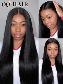 OQ 200% Density 18-30 Inch Silky Straight Hair, No Glue No Trimming Required, 13x4 High Definition Lace Front Wig, Suitable For Beginners, Made Of 100% Unprocessed Human Hair, Breathable Mesh Cap, High Density, High Quality - SNatural - View 5