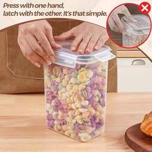 KITCHEN Airtight Food Storage Containers For Pantry With White Lids – 4 Packs - Clear Air Tight Kitchen Containers Pantry Organization And Storage - Plastic - Keeps Food Fresh & Dry - Clear - View 7