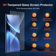 3片裝 9H 鋼化玻璃螢幕保護貼 2026新款適用於 Galaxy S26 S25 S24 Ultra S24 FE 高畫質螢幕保護貼 - 無色 - 查看 4