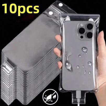 10/5 piezas Funda impermeable para teléfono para ciclismo - Bolsa de teléfono de alta calidad, compatible con pantalla táctil, esencial para ciclismo en clima lluvioso, bolsa recargable de alto rendimiento, adecuada para actividades al aire libre, diseño de moda, resistente y adherente, accesorio imprescindible, carcasa minimalista, agarre adherente mejorado