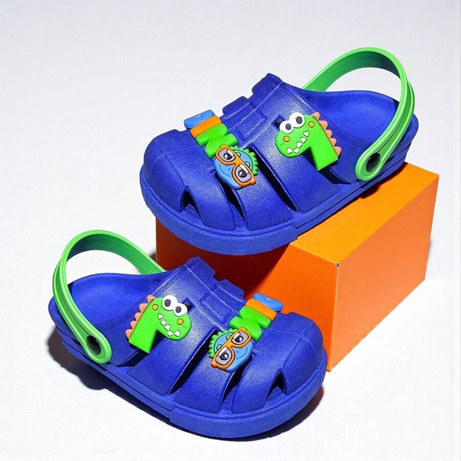 Sandalia Infantil para meninos dinossauro babuche - Azul Royal - Visão 1